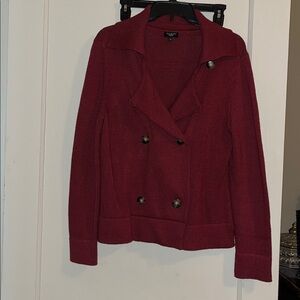 Talbots Maroon Double-Breasted Cardigan
